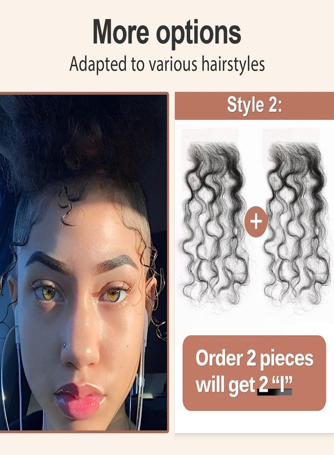 EMMOR HD Lace Edges Stripes Baby Hair for Women Invisible Virgin Human Hair Reusable Natural Black Curly 2pcs - Image 2